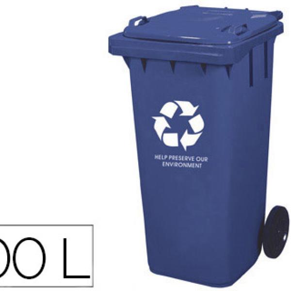 Contentor Q - Connect de Plastico 100 Litros c/ 2 Rodas Cor Azul