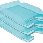 Tabuleiro de Secretaria Q - Connect Plastico Turquesa Transparente