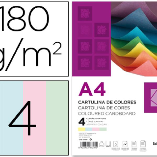 Cartolina 180g. 100 Folhas - 4 Cores Sortidas