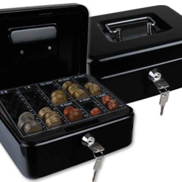 Cofre Q - Connect c/ Bandeja p/ Moedas 200X90X160 mm Preto