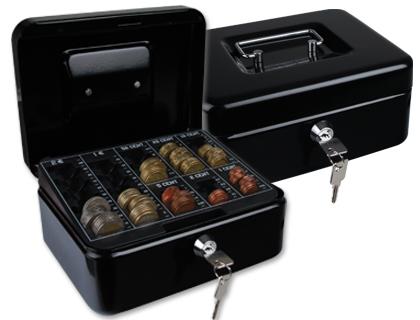 Cofre Q - Connect c/ Bandeja p/ Moedas 200X90X160 mm Preto