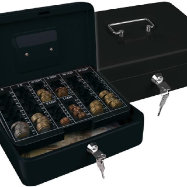 Cofre Q - Connect c/ Bandeja p/ Moedas 250X90X180 mm Preto