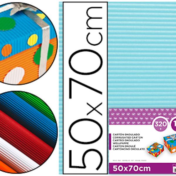 Cartão Ondulado 320Gr. 50X70 cm - Celeste