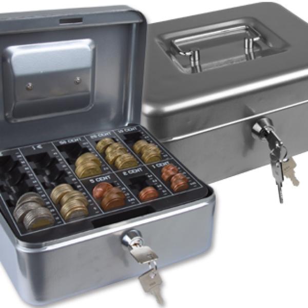 Cofre Q - Connect c/ Bandeja p/ Moedas 200X90X160 mm Prata