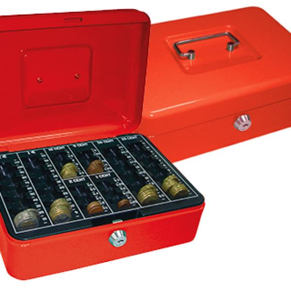 Cofre Q - Connect c/ Bandeja p/ Moedas 250X90X180 mm Vermelho