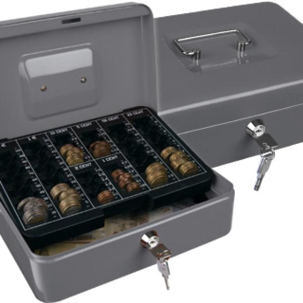 Cofre Q - Connect c/ Bandeja p/ Moedas 250X90X180 mm Prata