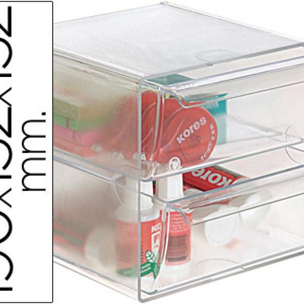 Cubo de Arquivo Archivo 2000 c/2 Gavetas em Poliestireno Transparente 190x152x152 mm