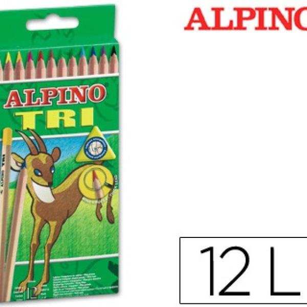 Lápis de Cores Alpino Tri Estojo de 12 Cores Sortidas