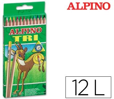 Lápis de Cores Alpino Tri Estojo de 12 Cores Sortidas