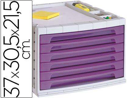 Bloco Classificador Q - Connect de Secretaria 37X30,5X21,5 cm Bandeja Organizadora Superior 6 Gavetas
