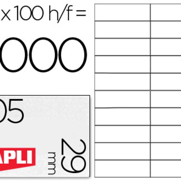 Etiquetas Adesivas Apli 1299 Tamanho 105X29 mmmmm p/Impressõ (100 Folhas) Din A4