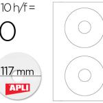Etiquetas Adesivas Apli 10603 Cd - Rom 117 mm p/Impressão Caixa c/10 Folhas (20 Etiquetas)
