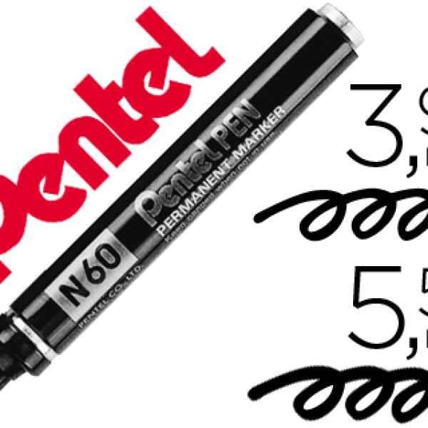 Marcador Pentel N60 Permanente Biselado Preto