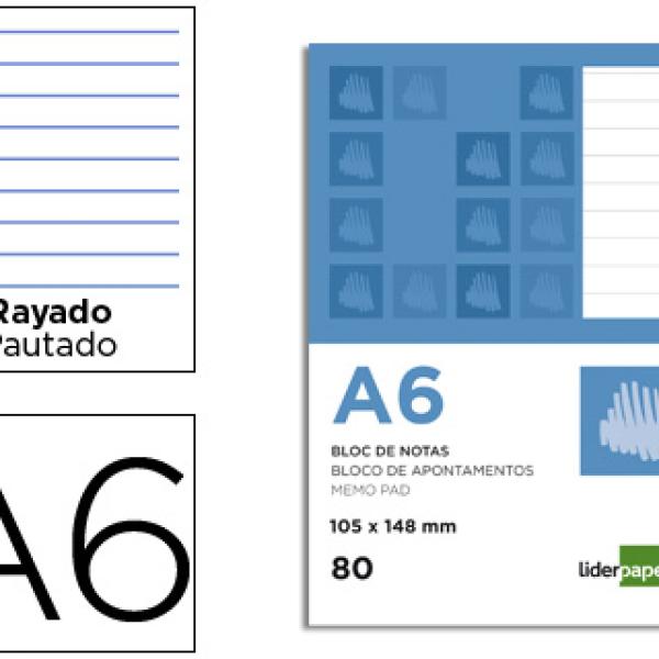 Bloco de Apontamentos A6 80F Pautado