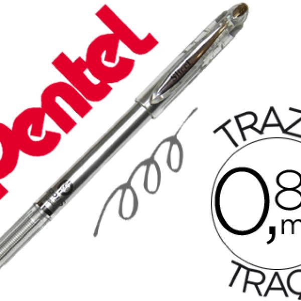 Esferografica Pentel Roller Metalica Bg 208 Prateada 0,4 mm Ideal p/Papel e Madeira Secagem Rapida