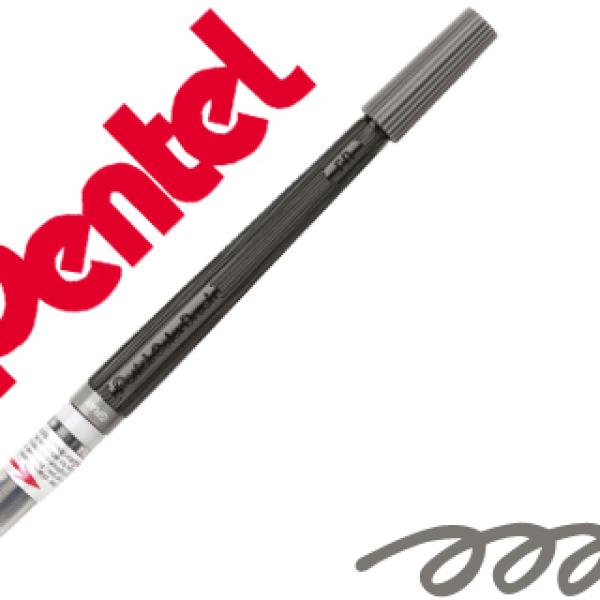 Pincel Pentel Gfl c/ Tinta a Base de Agua Cinzento Ponta de Nylon, Portatil c/ Tampa Recarregavel
