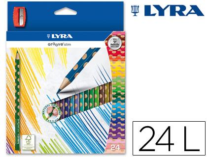 Lápis de Cores Lyra Groove Slim Triangular Minas de 3,3 mm Caixa de 24 Cores + Apara Lápis