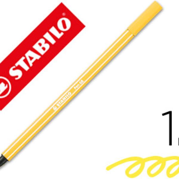 Marcador Stabilo Aguarelavel Pen 68 Amarelo 1 mm