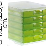 Bloco Classificador Q - Connect de Secretaria 340X270X255 mm Empilhaveis 5 Gavetas Verde Kiwi Transluc