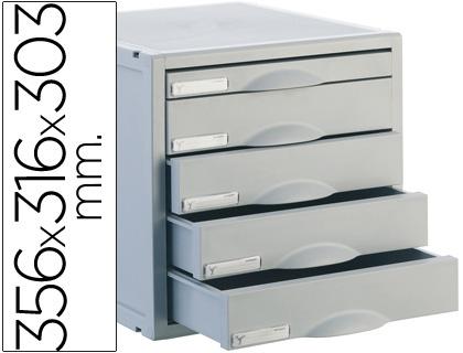 Bloco Classificador Archivo 2000 de Secretaria 356X316X303 mm 5 Gavetas Cor Cinza 4 de 52mm e 1 de 2