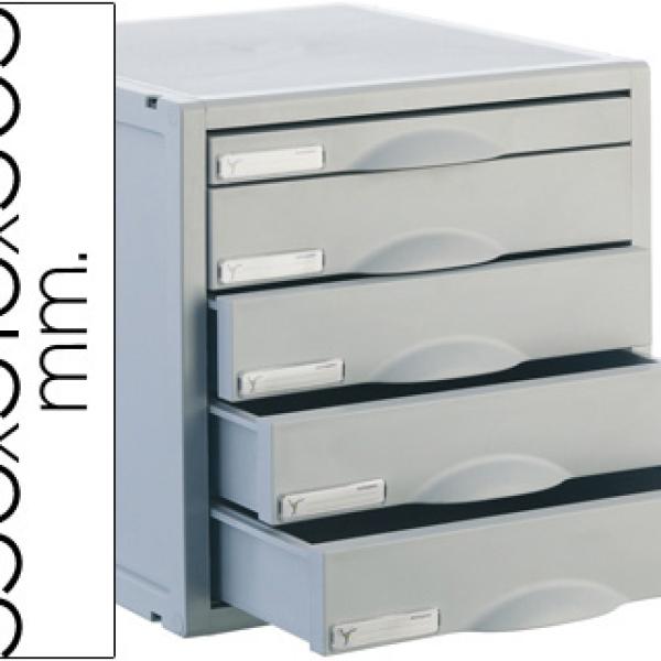 Bloco Classificador Archivo 2000 de Secretaria 356X316X303 mm 5 Gavetas Cor Cinza 4 de 52mm e 1 de 2