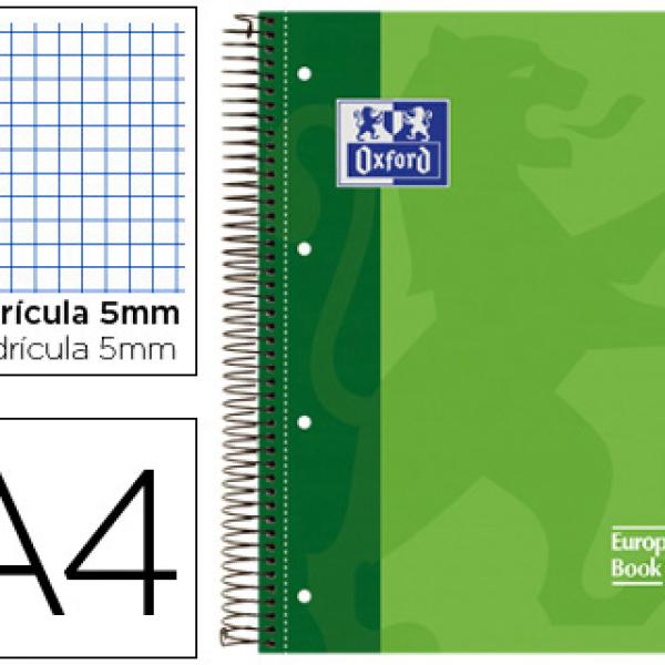Caderno Espiral Oxford Capa Dura Microperfurado A4 80F Quadriculado Verde