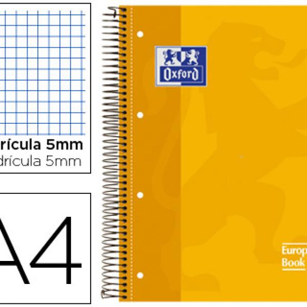 Caderno Espiral Oxford Capa Dura Microperfurado A4 80F Quadriculado Amarelo