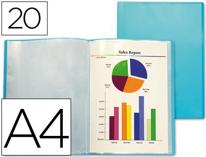 Capa Catalogo Din A4 c/ 20 Bolsas Polipropileno Traslucida Azul Frosty