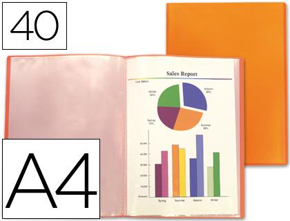 Capa Catalogo Din A4 c/ 40 Bolsas Polipropileno Traslucida Laranja Frosty