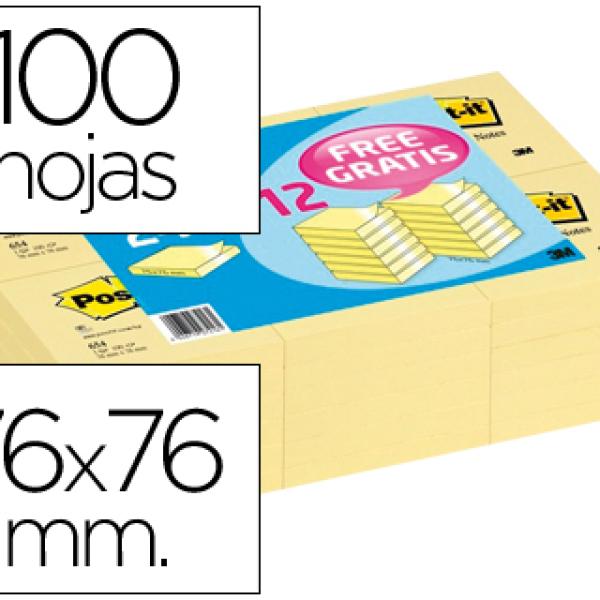 Bloco Notas Adesivas Tira e Poe Post - It 76X76mm - Pack Promocional 24+12