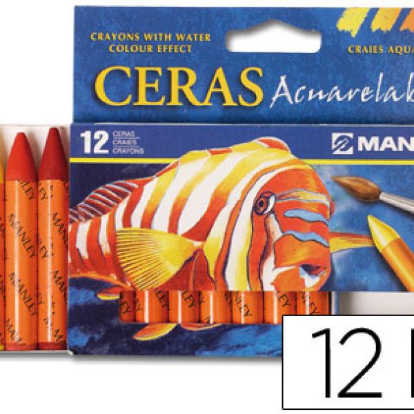 Lapis De Cera Manley Aguareláveis C/12 Sortidos - MANLEY