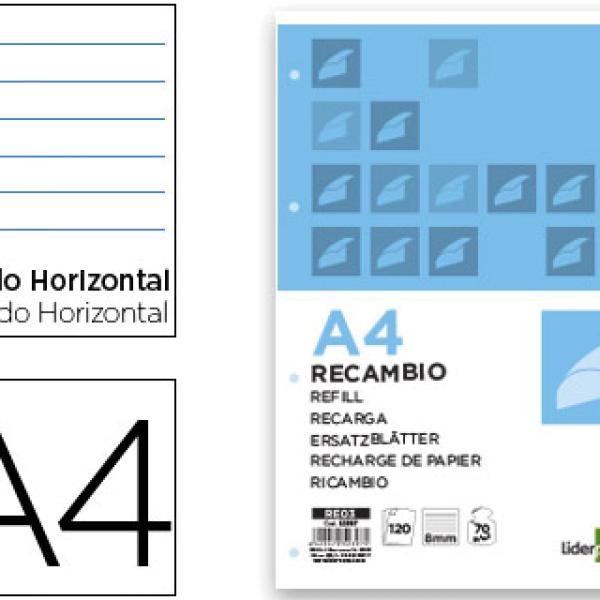 Recarga Din A4 120+20 F Pautado 4 Furos