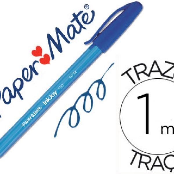 Caneta Paper Mate Inkjoy 100 Ponta Media Trazo 1mm Azul