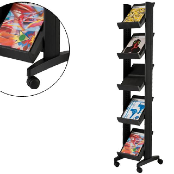 Expositor Paperflow de Chao Movel 5 Estantes de 275X327mm Preto