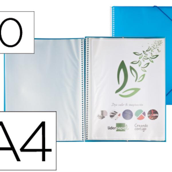 Capa Catalogo c/ Espiral 10 Bolsas Polipropileno Din A4 Azul