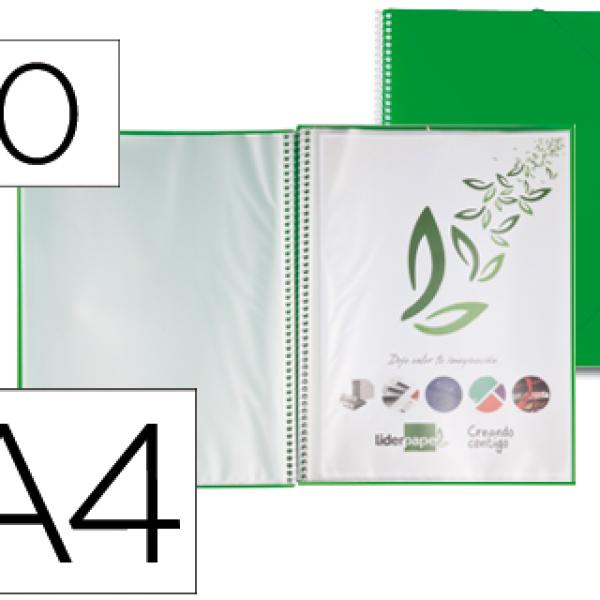 Capa Catalogo c/ Espiral 10 Bolsas Polipropileno Din A4 Verde