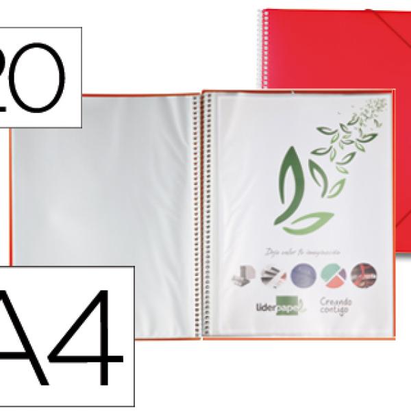 Capa Catalogo c/ Espiral 20 Bolsas Polipropileno Din A4 Vermelho