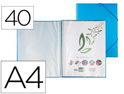 Capa Catalogo c/ Espiral 40 Bolsas Polipropileno Din A4 Azul
