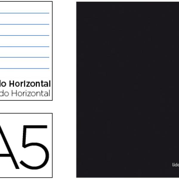 Caderno Escolar Capa Preta A5 80F Pautado Papel 60Gr