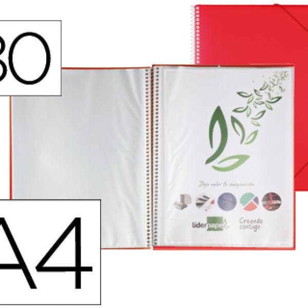 Capa Catalogo c/ Espiral 80 Bolsas Polipropileno Din A4 Vermelho