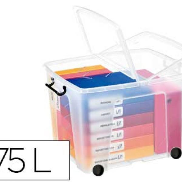 Contentor Cep de Plastico 75 Litros Transparente c/Tampa e Fecho Hermetico 485X600X415mm