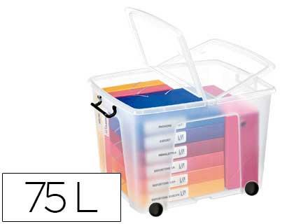 Contentor Cep de Plastico 75 Litros Transparente c/Tampa e Fecho Hermetico 485X600X415mm