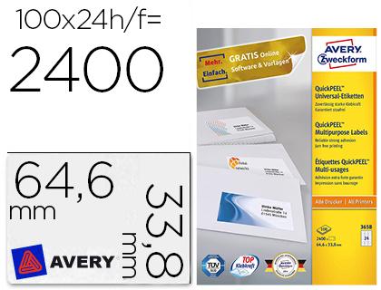 Etiqueta Adesiva Avery Tamanho 64,6 X 33,8 mm Multiuso (100 Folhas)