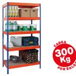 Estante Ar Storage Metalica 192X100X50cm 5 Prateleiras 300Kg Por Prat. em Madeira Azul/Laranja