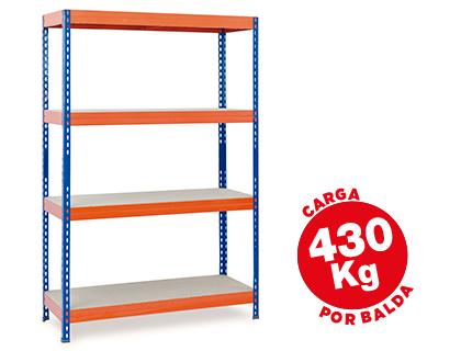 Estante Ar Storage Metalica 200X100X60cm 4 Prateleiras 430Kg Por Prat. em Madeira Azul/Laranja