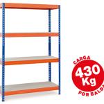 Estante Ar Storage Metalica 200X100X60cm 4 Prateleiras 430Kg Por Prat. em Madeira Azul/Laranja