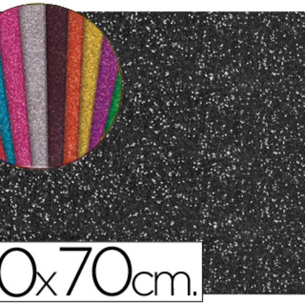 Goma Eva c/ Purpurina 50X70cm 60G/M2 Espessura 2mm Preto