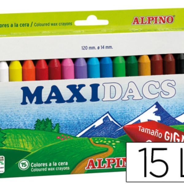 Lápis de Cera Alpino Maxidacs Caixa de 15 Cores Sortidas