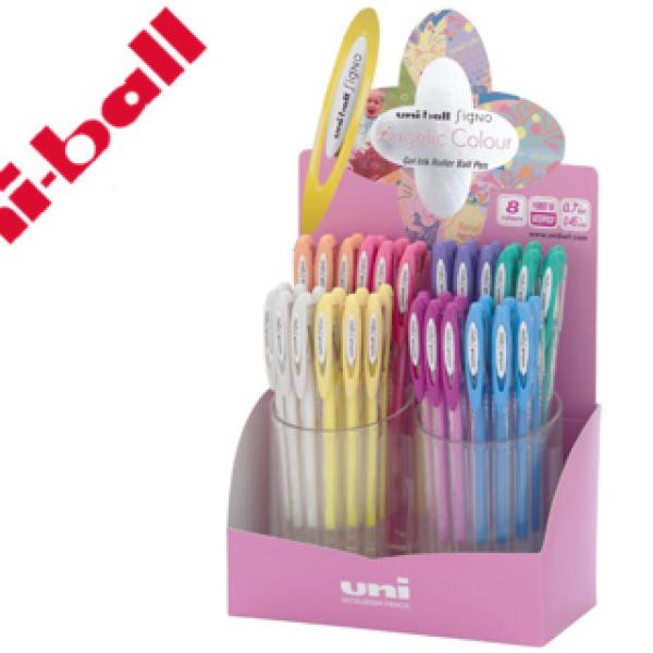 Roller Uni Ball Um - 120 Signo 0,7 mm Tinta Gel Expositor D e 48 Cores Pastel
