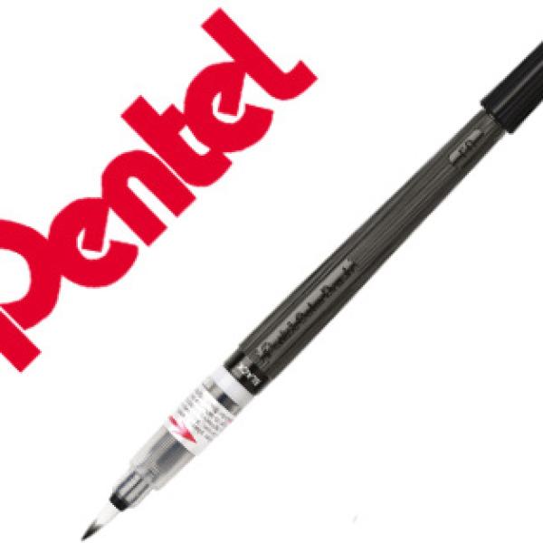 Blister Pincel Com Tinta A Base De Agua Pentel Gfl Preto Ponta De Nylon Portatil Com Tampa Recarrega